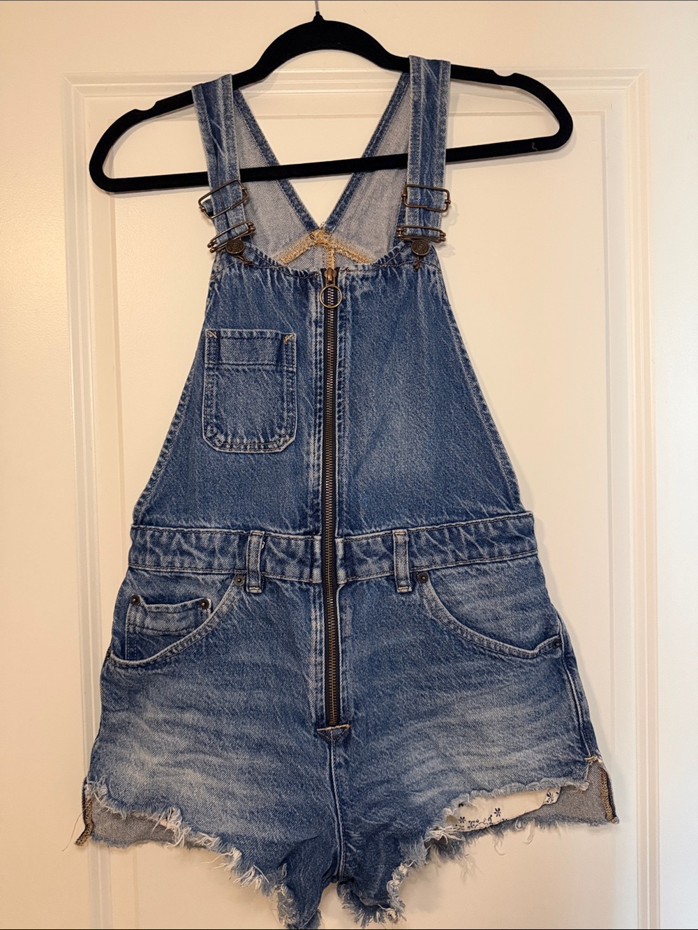 We the free zipper short overalls
